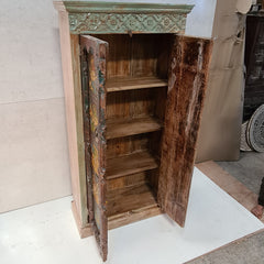Reclaimed Handcrafted Indian Furniture Carved Solid Hard Wood Cabinet Almirah 90x40x180Cm