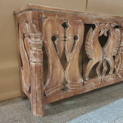 Handmade Indian Furniture Solid Mango Wood Console Hall Table in Rustic White