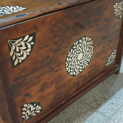Handmade Indian Furniture Old Wood Blanket Storage Box Painted in Brown