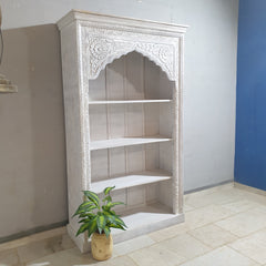 Mehrab Hand Carved Solid Wood Large Bookshelf B44