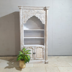 Mehrab Indian Carved Bookshelf Arch Window Solid Wood Bookshelf B45