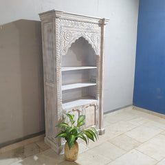 Mehrab Indian Carved Bookshelf Arch Window Solid Wood Bookshelf B45