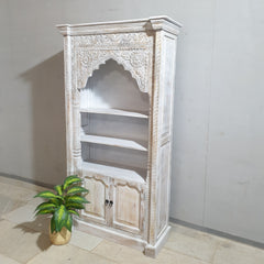 Mehrab Indian Carved Bookshelf Arch Window Solid Wood Bookshelf B45