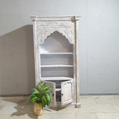 Mehrab Indian Carved Bookshelf Arch Window Solid Wood Bookshelf B45
