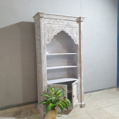 Mehrab Indian Carved Bookshelf Arch Window Solid Wood Bookshelf B45