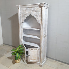 Mehrab Indian Carved Bookshelf Arch Window Solid Wood Bookshelf B45