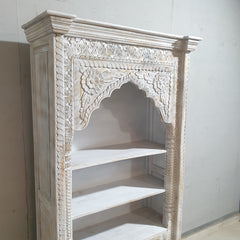 Mehrab Indian Carved Bookshelf Arch Window Solid Wood Bookshelf B45