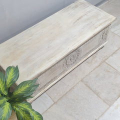 Indian Hand Carved Solid Wood Blanket Box Rustic C23