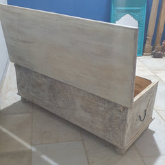 Indian Hand Carved Solid Wood Blanket Box Rustic C23