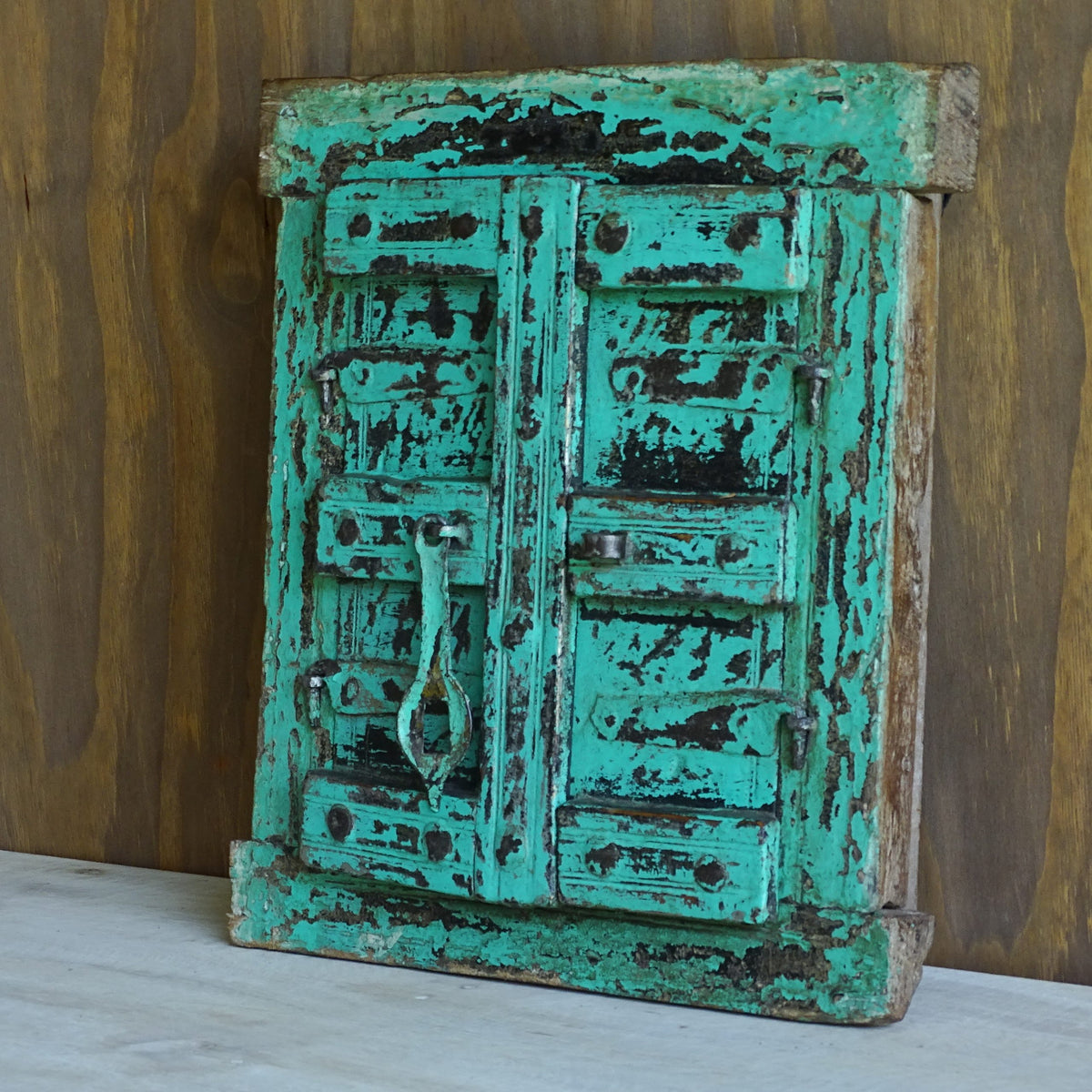 Carved Oasis Handcarved Vintage Old Wood Mirror Frame Antique Green