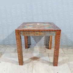 KYLIE Nirvana Reclaimed Boat Wood Dining Table Multicolour