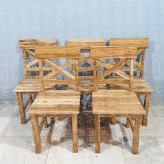 ANGELA Rustic Teak Wood Dining Chair with X Shaped Dining Chair Natural