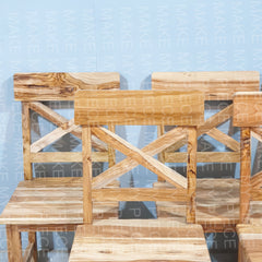 ANGELA Rustic Teak Wood Dining Chair with X Shaped Dining Chair Natural