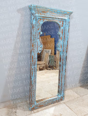 MTS Vintage Rustic Solid Wood Mirror Frame Rustic Blue