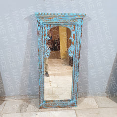 MTS Vintage Rustic Solid Wood Mirror Frame Rustic Blue