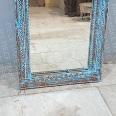 MTS Vintage Rustic Solid Wood Mirror Frame Rustic Blue