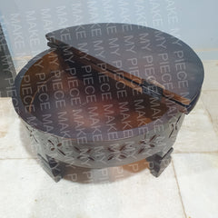 FARHANA Tribal Grinder Round Coffee Table Dark Brown