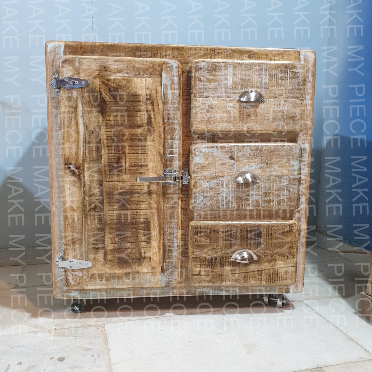 VANESSA Cromer Indian 1 Door and 3 Drawers Solid Wooden Cabinet