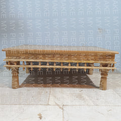 RITU Indian Hand Carved Solid Wood Carved Coffee Table