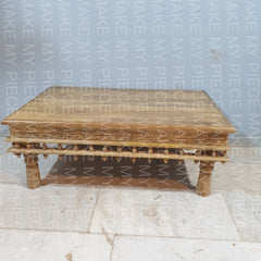 RITU Indian Hand Carved Solid Wood Carved Coffee Table