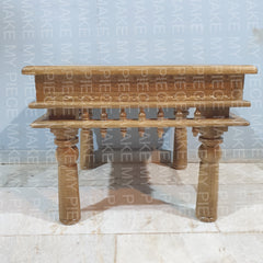 RITU Indian Hand Carved Solid Wood Carved Coffee Table