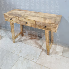 ANUSCHKA Takat Natural Solid Wood 3 Drawer Console Table Natural