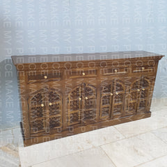 KARAN Indian Handmade Carved Wooden 8 Door & 4 Drawers Sideboard