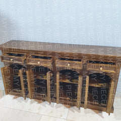 KARAN Indian Handmade Carved Wooden 8 Door & 4 Drawers Sideboard