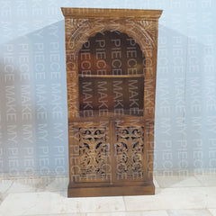 KARAN Indian Handmade Wooden Carved 2 Door Book Case Brown