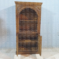 KARAN Indian Handmade Wooden Carved 2 Door Book Case Brown