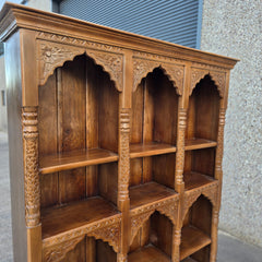 Antique Indian Hand Carved Wooden Mehrab Carvings Bookshelf Brown 170x38x195cm