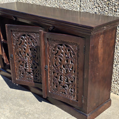 Indian Handmade Carved Wooden 3 Doors Sideboard Brown 150x40x90Cm