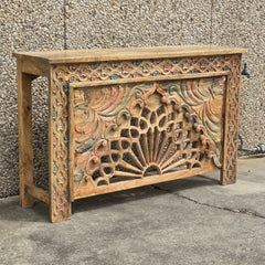 Handmade Indian Furniture Solid Hard Wood Carved Console Table 150X40X90CM