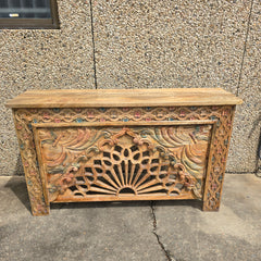 Handmade Indian Furniture Solid Hard Wood Carved Console Table 150X40X90CM