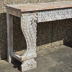 Handmade Indian Furniture Solid Hard Wood Carved Console Table 150x40x80Cm