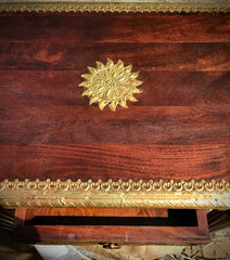 Antique Indian Solid Wood With Brass Work Rajasthan Console Table