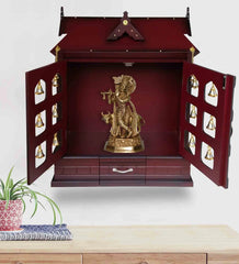 Sheesham Wood Handmade Mandir Home Temple In Brown