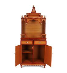 Large Sized Handmade Solid Wood Home Temple In Brown