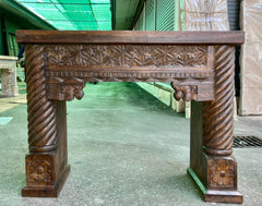 Antique Indian Hand Carved Solid Wood Console Hall Table