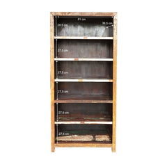 Liberty Indian Style Wooden Bookcase With 6 Shelves Natural