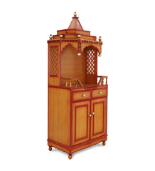 Large Sized Handmade Solid Wood Home Temple In Brown