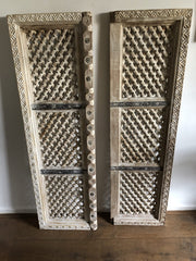 Hand Carved Indian Solid Wood Jali Doors Set White 127cm B