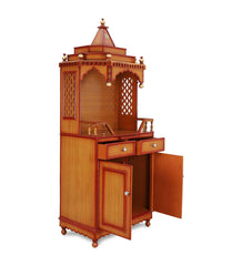 Large Sized Handmade Solid Wood Home Temple In Brown