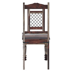 Florida Rustic Wood Ethnic Iron Grill Work Dining Chair