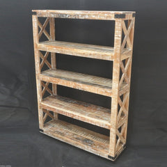 Metal Factory Bookshelf On Wheels Large White