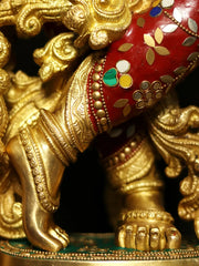 Indian Lord Radha Krishna with Arch Showing Krishna Leela Brass Statue With Inlay Work