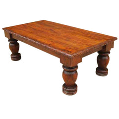 Boston Indian Mango Wood Carved Edge Large Coffee Table Honey