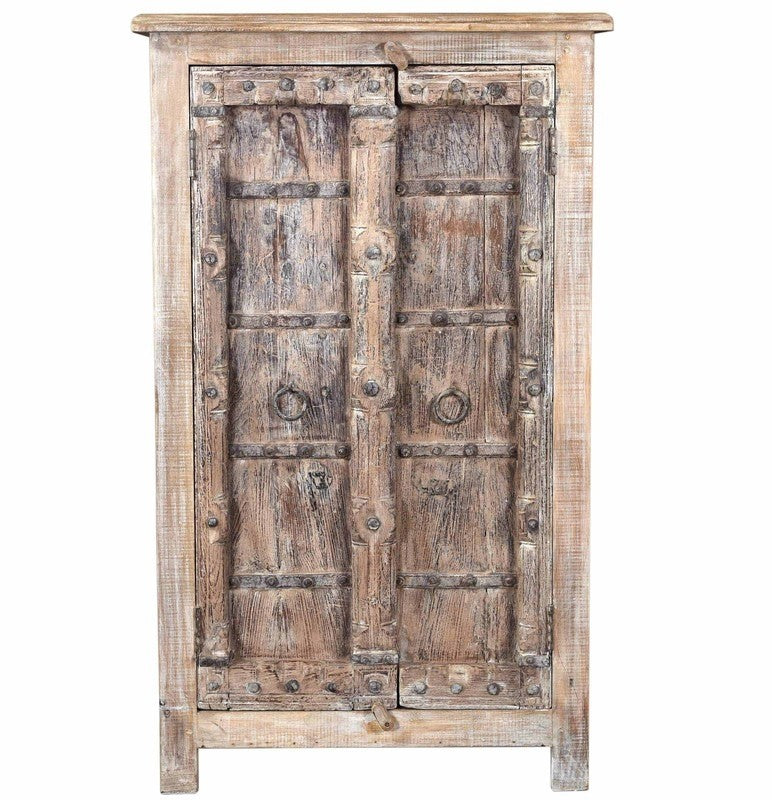 Antique Natural Vintage 2 Door Cabinet in Scrap Wood