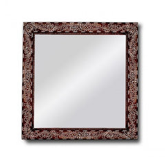 Maaya Bone Inlay Teak Mirror Frame White Brown Floral Pattern