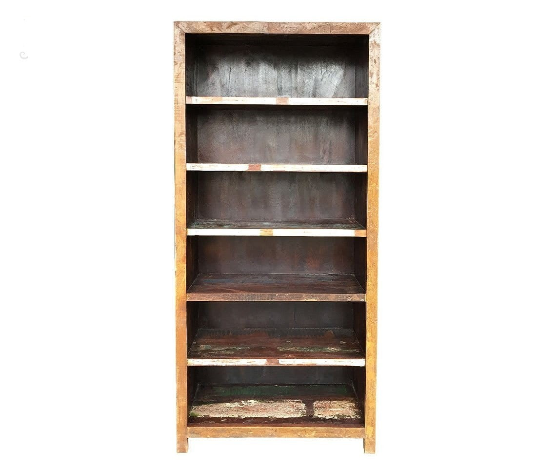 Liberty Indian Style Wooden Bookcase With 6 Shelves Natural